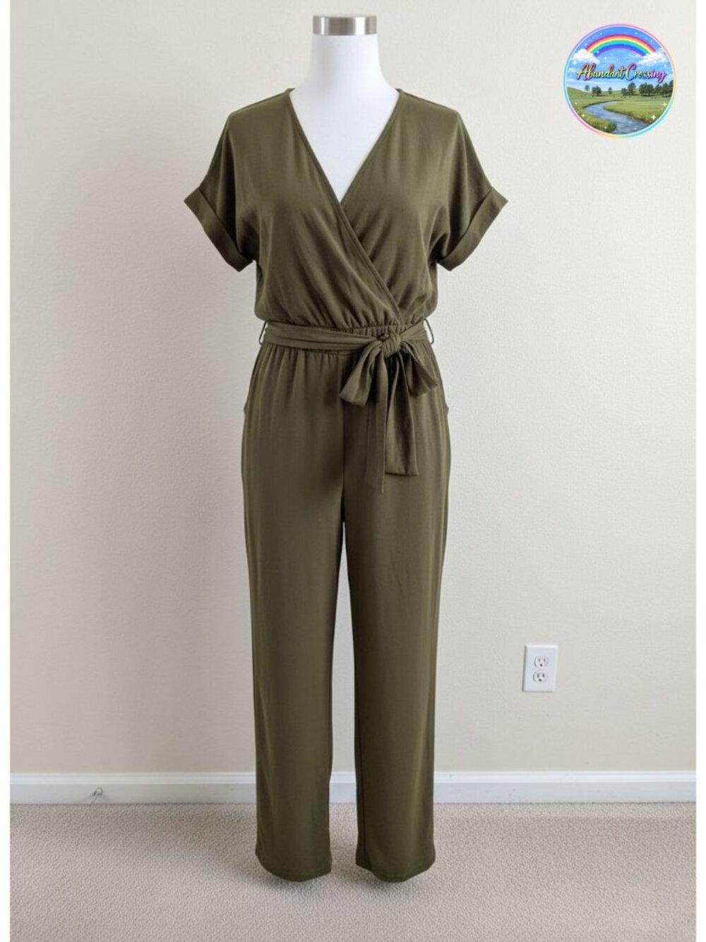 Women's One Piece Jumpsuit Dressy Casual Short Sleeve Wide Leg with Belt